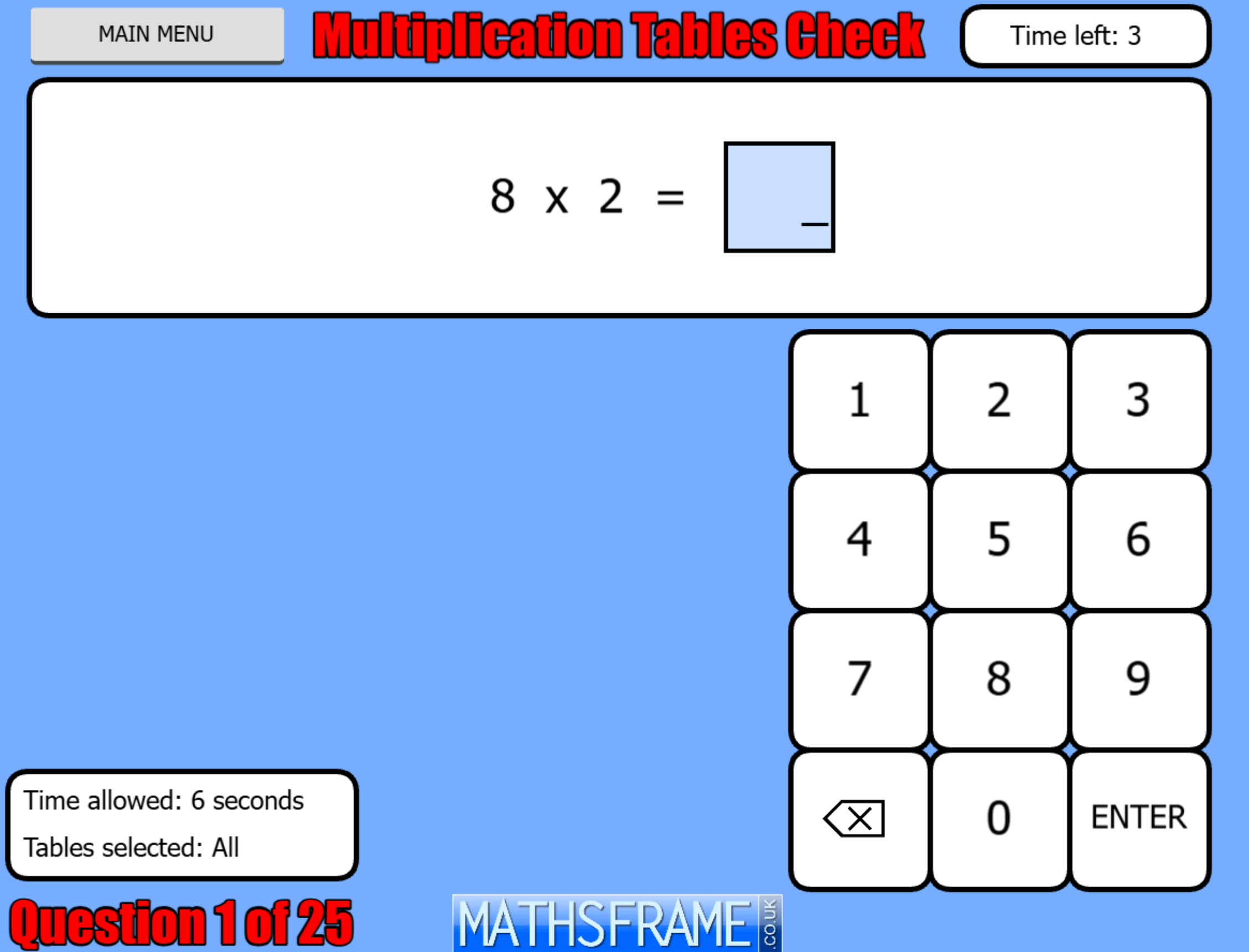 Times table checker game.